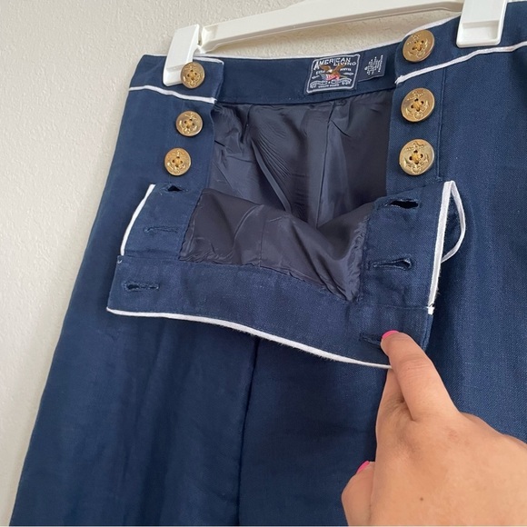 American Living woman’s linen nautical pants size 6 marine wide leg ankle pant - Picture 10 of 10